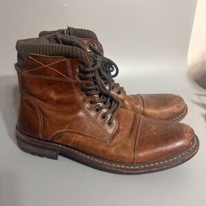 Crevo Camden Boots Mens 10.5 Brown Leather Side-Zip Lace-Up CV1217-225 Hipster